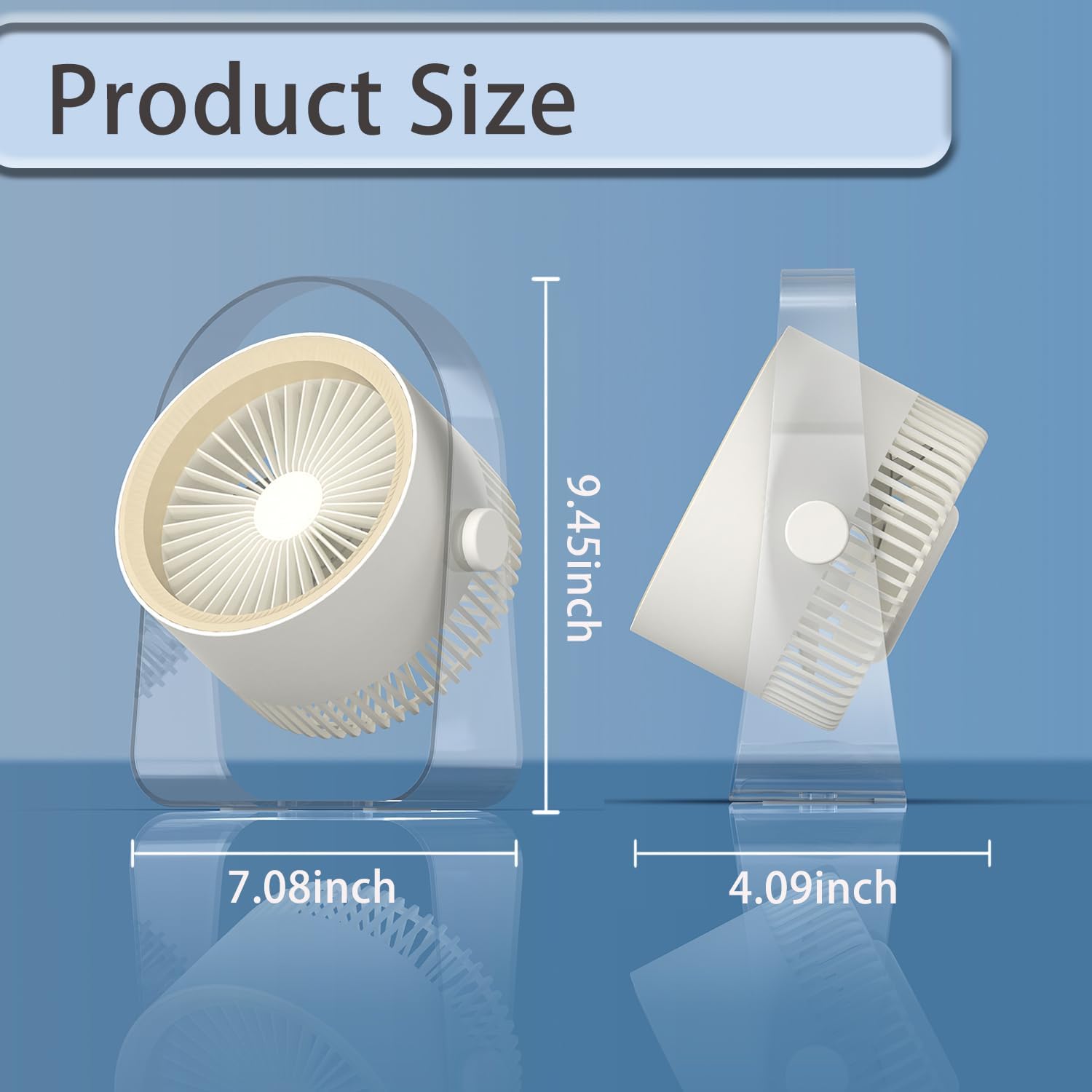 2025 New Small Desk Fan with Remote Control,3-Speed Bedroom Fan with 2000mAh Battery,Quiet Portable Fan 360 Rotation,Desktop Fans For Office Dorm Room Home,Translucent (Beige)