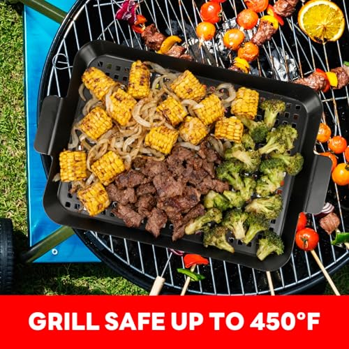 Grill Tray Set Of 2 Outdoor Grill Pans Tray Grill Pans with Hole Nonstick Barbecue Grilling Baskets for Outdoor Camping Vegetable Meat (2 grill pan) by minyuexia - Image 3