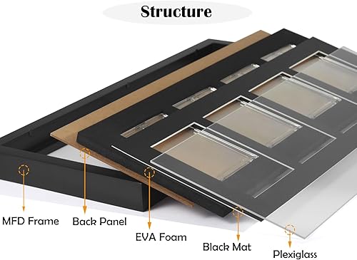 Miniatura 2 de 4Grids - Marco de exhibición para tarjetas de intercambio, marco de madera maciza 100% con 4 tarjeteros magnéticos para fútbol, baloncesto, hockey