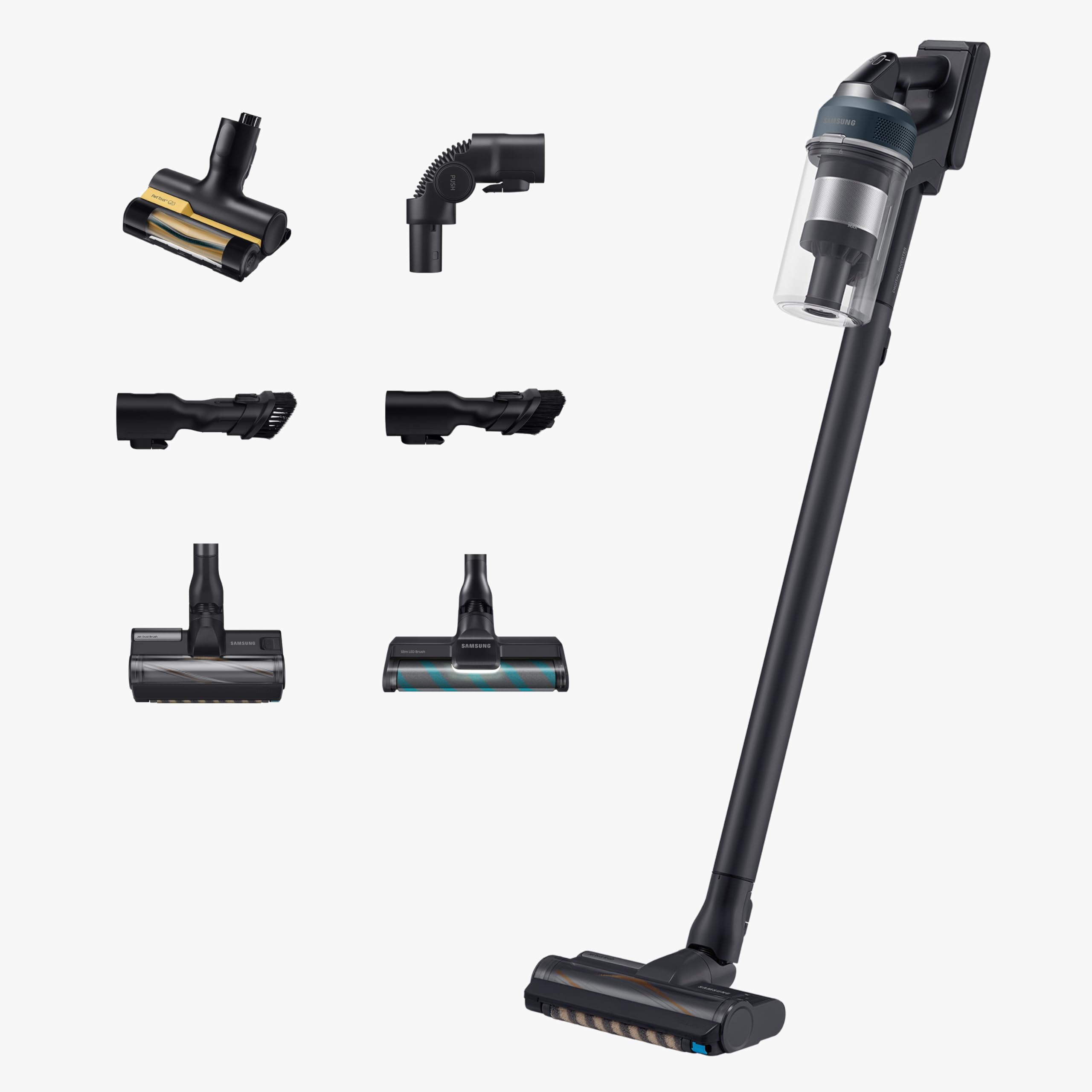 Samsung Jet 85 Cordless Stick Vacuum Cleaner, 60 Minute Run Time, 210W Suction Power, Lightweight Design, Powerful Cleaning, Extreme Suction, Black Chrometal, VS20C8524TB/SG