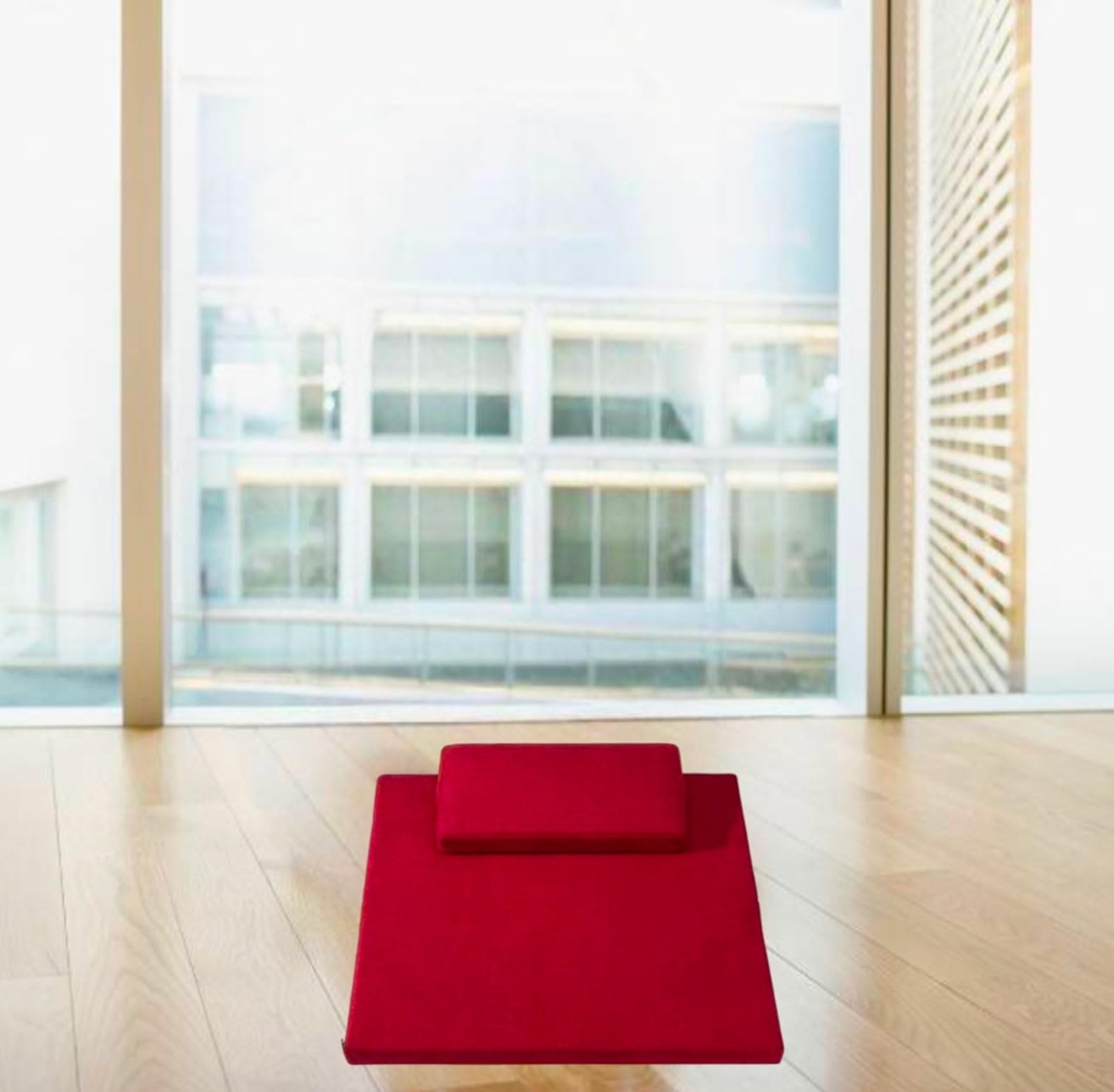 Grand Coussin De Méditation, Tapis De Méditation Carré Fabriqué à La Main, Coussin De Sol Pliable Portable, Coussins De Yoga En Fibre De Chanvre Naturel Pour(Size:60x60cm(24x24inch),Color:Red)