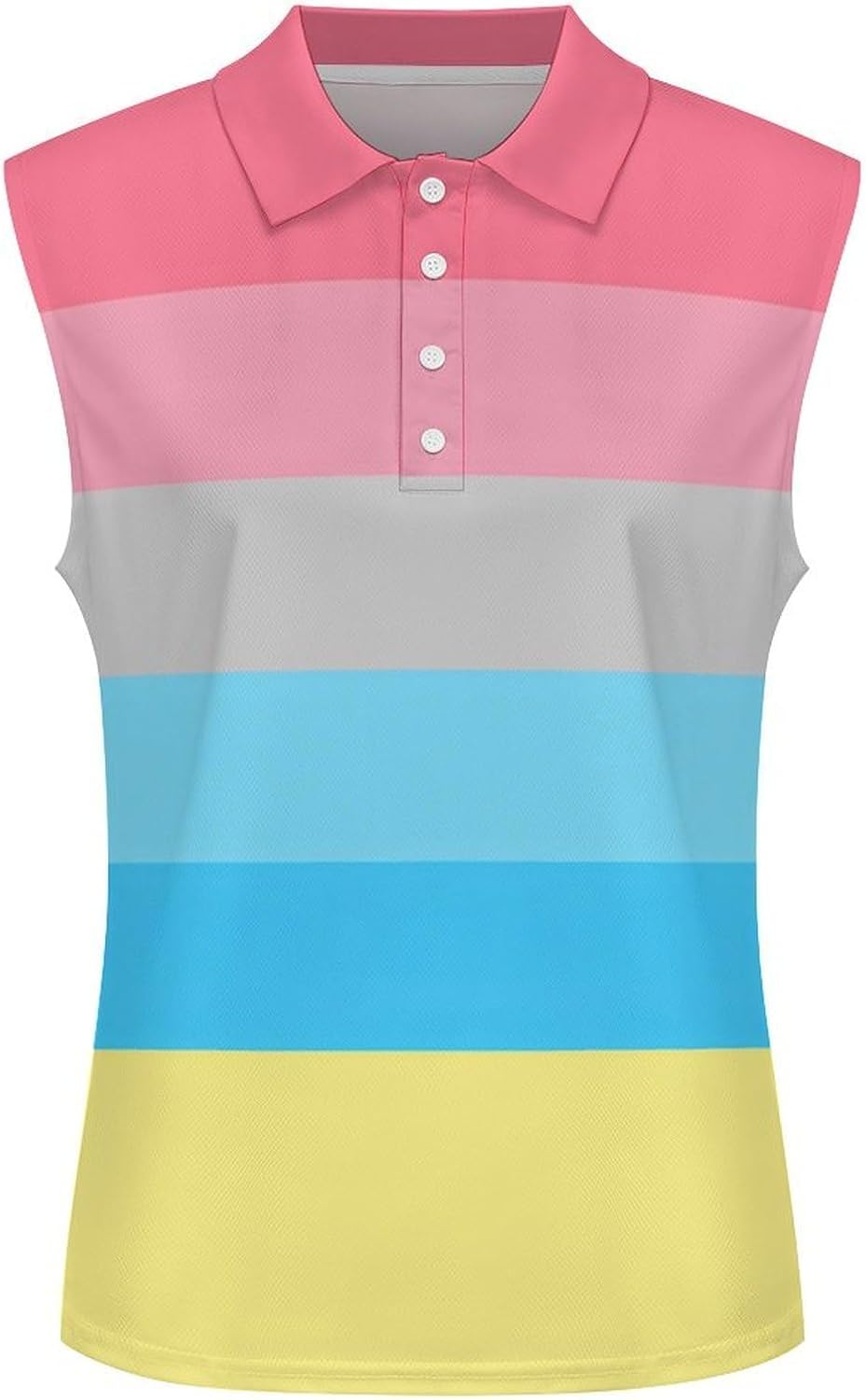 Genderflux Proud Flag Women Sleeveless Collared Golf Polo Shirt | V Neck Tank Top,Breathable Tennis Shirts