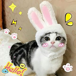 Cat Bunny Ears Hat, EYLEER Cute Bunny Rabbit Hat with Ears Kitten Cat Dress up for Easter Halloween Christmas Holiday Costumes Accessories Cosplay Headwear for Cats Small Dogs