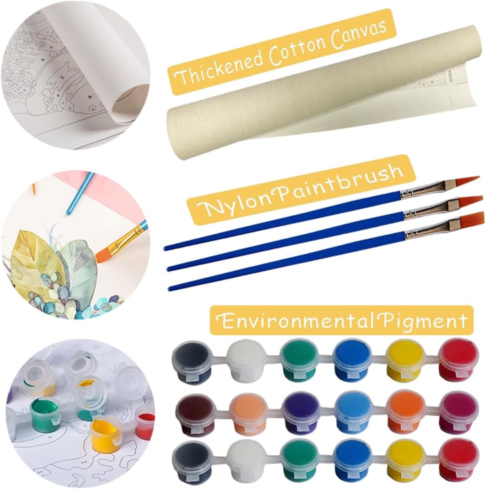 Custom Paint by Number, Personalized Paint by Numbers for Beginner, DIY Canvas Oil Painting Make Your Photo, Color Paint by Number Set Ideal Gift Choice for Family (Colorful With Frame, 16''x16'')