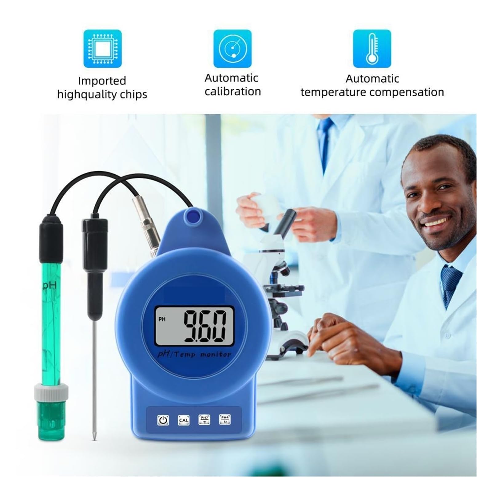 Il misuratore PH e TEMP 2 in 1 calibra automaticamente termometro for piscine, acqua potabile, acquario, laboratorio Misurazione Accurata