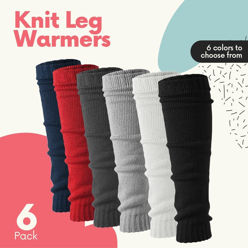 Debra Weitzner 6 Pairs Leg Warmers for Women 80’s Knit Super Long Ribbed for Dancer Party Sports Yoga