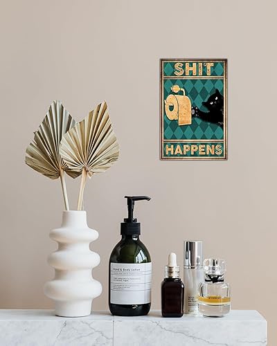 Miniatura 19 de Letrero de metal retro con texto en inglés "Are You Pooping Cat Cat", decoración de baño con texto en inglés "Are You Pooping", decoración del hogar