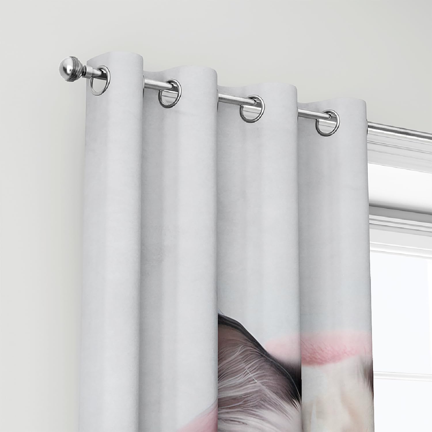 AILONEN Kids Kitten Kawaii Cat Window Curtain,Lovely Animal Printed Window Drapes-2 Panels Set Girls Women Cat Window Treatments Drapes for Bedroom, 52" W x 63" H