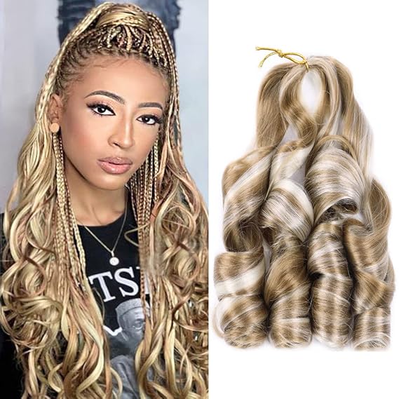 BelleShow French Curly Braiding Hair 8 Packs 22 Inch