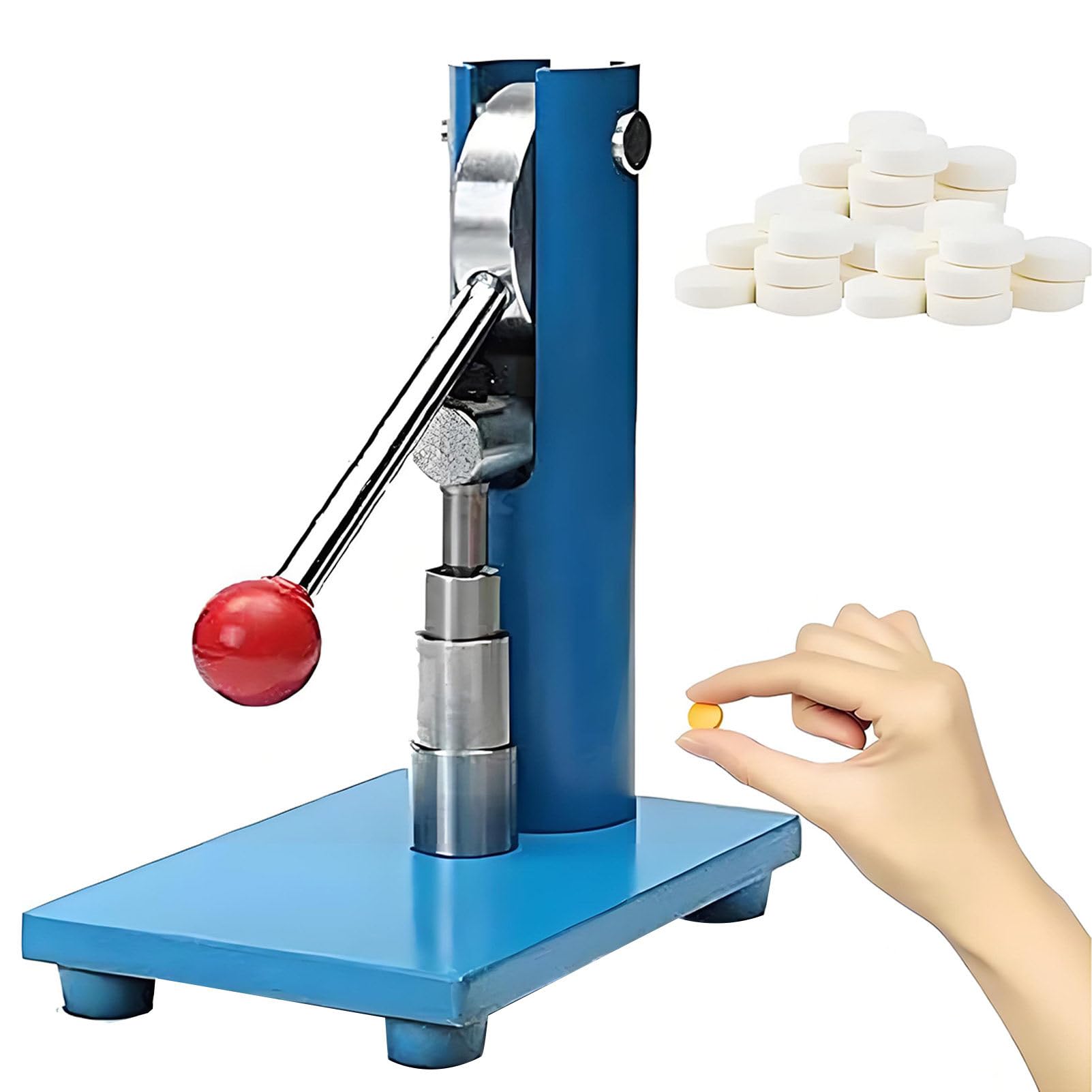 Máquina de prensado de tabletas, prensa de tabletas pequeña tipo palanca, (3-12 mm) Máquina manual de prensado de tabletas de acero para polvo, herramienta para fabricar tabletas para laboratorio 12mm