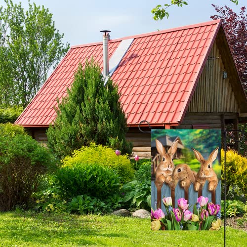 Pretty_Jessie Easter Garden Flag Decorations Bunny/He Is Risen Welcome Yard Flags Outdoor Decor Religious Happy Easter Rabbit Egg Holiday Burlap Flags For Outside Double Sided 12X18 In (Easter A7) #TOP3