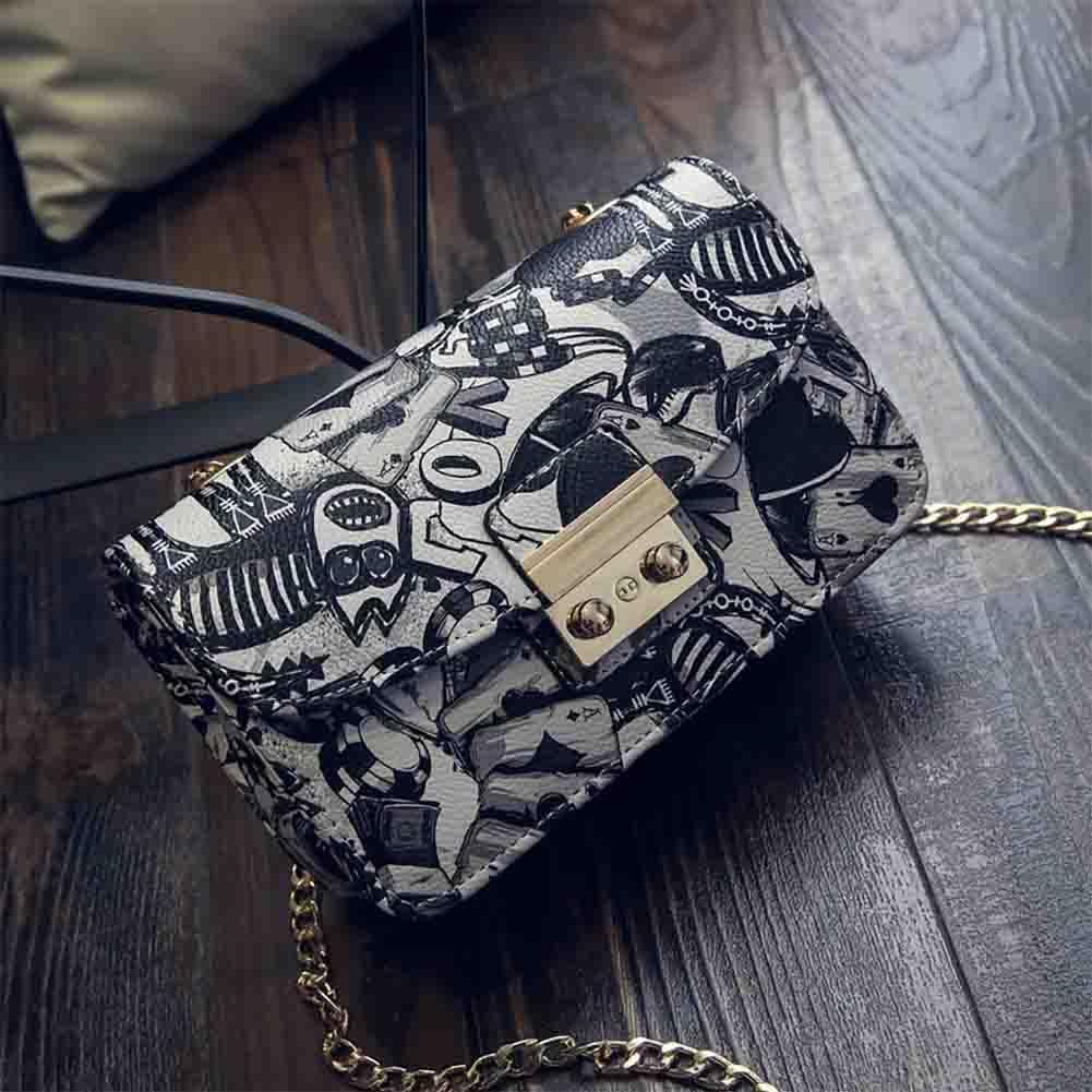Women’s Fashion Printed Shoulder Bag, PU Leather Graffiti Square Tote Purse, Ladies Vintage Painted Pattern Crossbody Bag