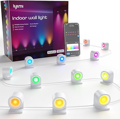 Miniatura 1 de Lytmi RGBIC - Lámpara de pared para interiores, apliques de pared inteligentes con WiFi, funciona con Alexa, múltiples escenas dinámicas,