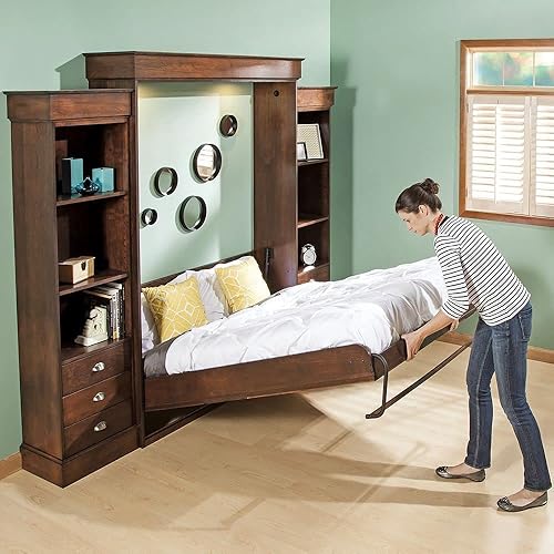 Miniatura 3 de Juego de sábanas Murphy de tamaño matrimonial de 4 piezas para cama Murphy cama de pared, color marfil, 100% algodón, 400 hilos con bolsillo de 6