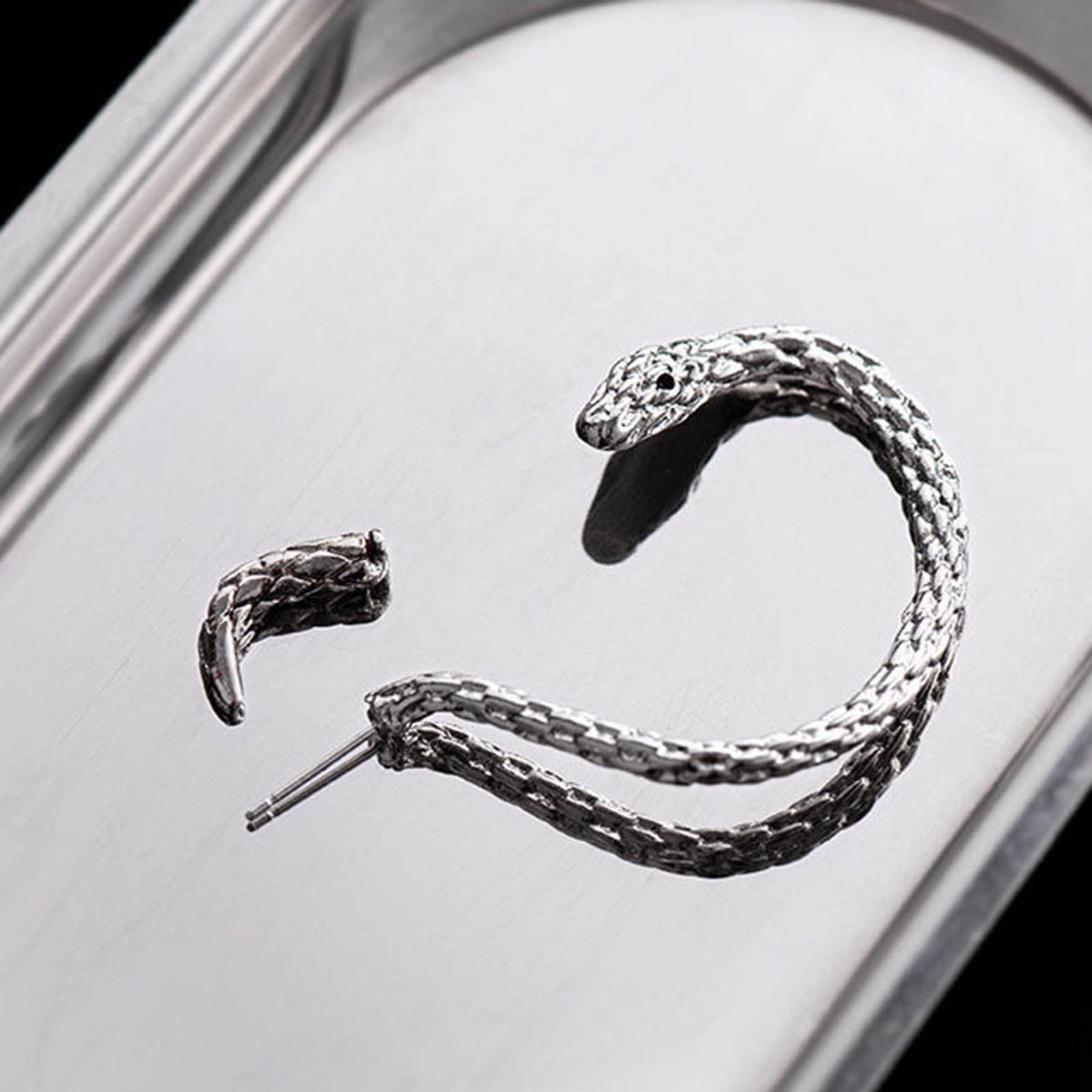 Yienate Serpente Gotico Polsino Avvolgere Orecchino Argento Animali Strisciante Scalatori Serpente Perno Punk Serpente Orecchio Piercing Avvolgere Orecchino Serpente Appeso Sinistra Orecchini