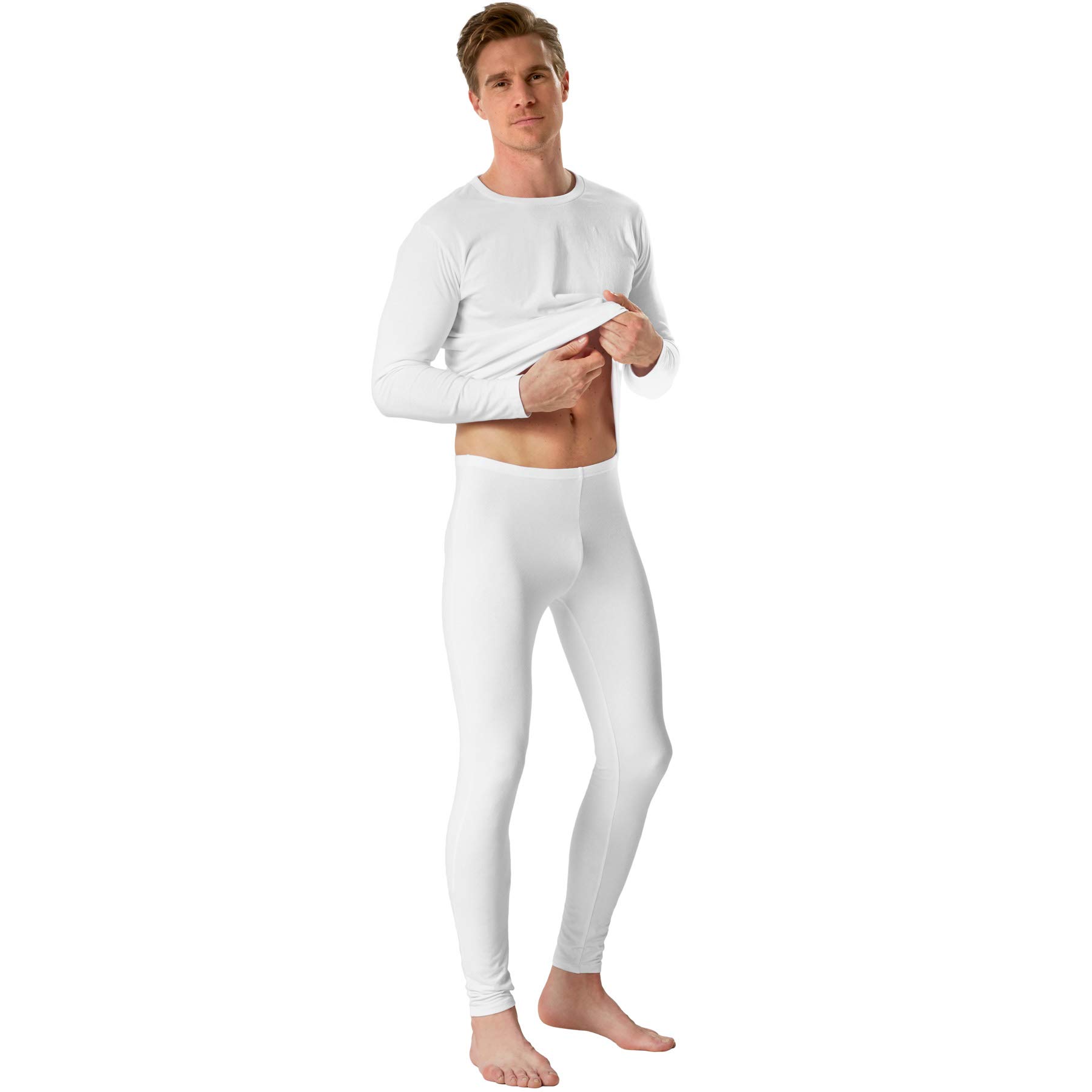 dressforfun 901004 Leggings a Tinta Unita da Uomo, Elastico in Cintura, Abbigliamento Sportivo -Modelli Differenti (L |Bianco |Nr. 304092)