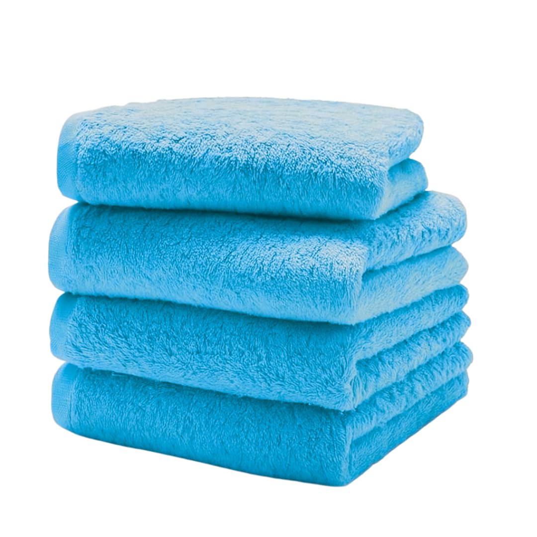 Diamond Tex 4 Pack Cotton Face Cloth Set 30 x 30 cm Flannel Washcloth Towels Extra Absorbent & Quick Dry Hotel Gym, Golf, Spa 600-GSM (Teal) — image 1