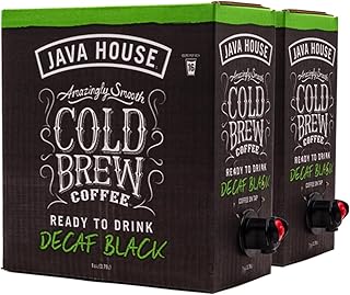 Java House Cold Brew Coffee on Tap (Pack of 2) – Premium 100% Arabica Decaf – Smooth Decaf with Chocolate & Caramel Notes – 1 Gallon Box (16 Servings) – Ready to Drink, No Caffeine, No Brewing Required, Fridge-Friendly