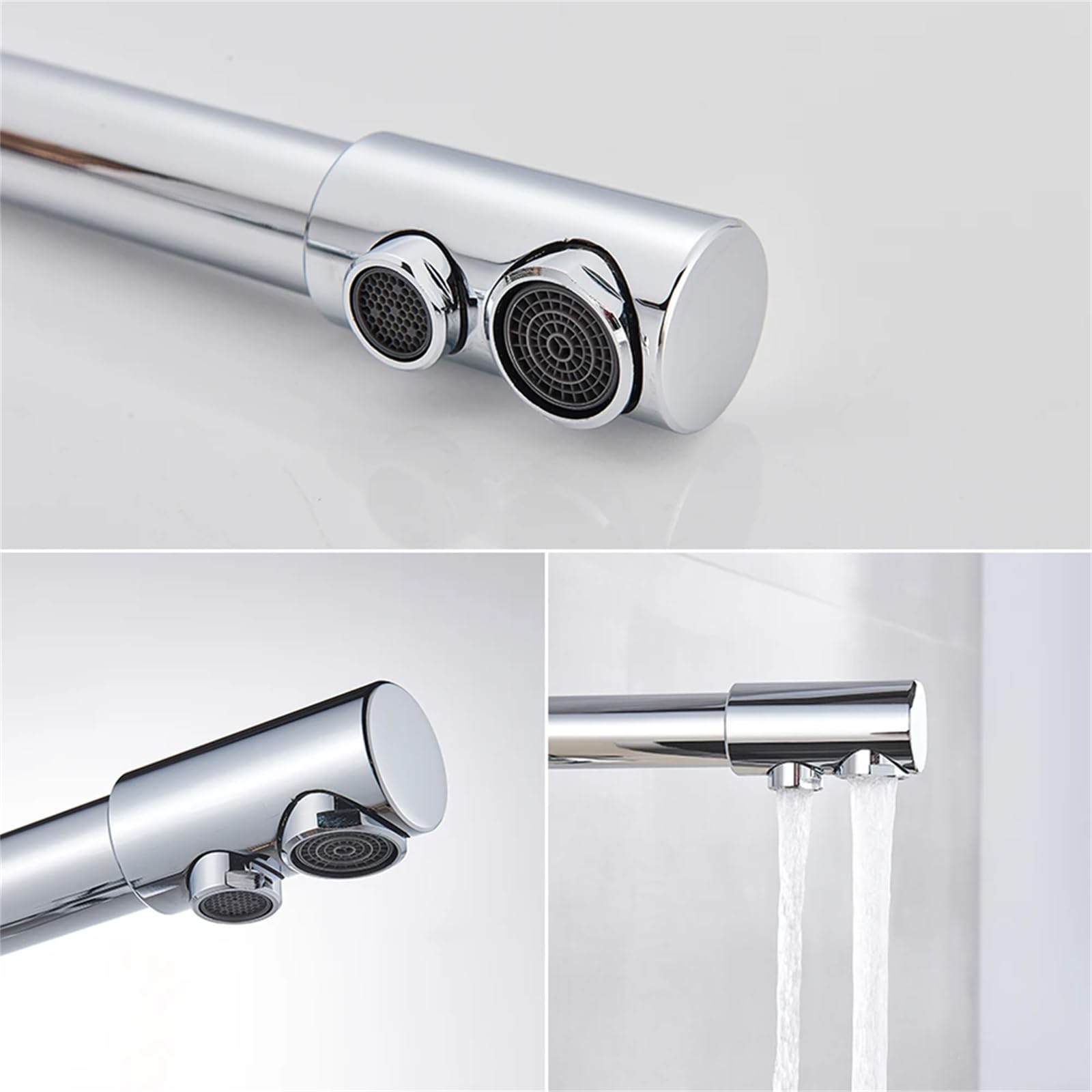 Grifo de cocina, grifo de latón cromado, agua purificada, grifo de cocina, grifo, filtro de agua, grifo, montaje en encimera, manijas dobles, grifos de agua fría y caliente, grifo de latón antigu
