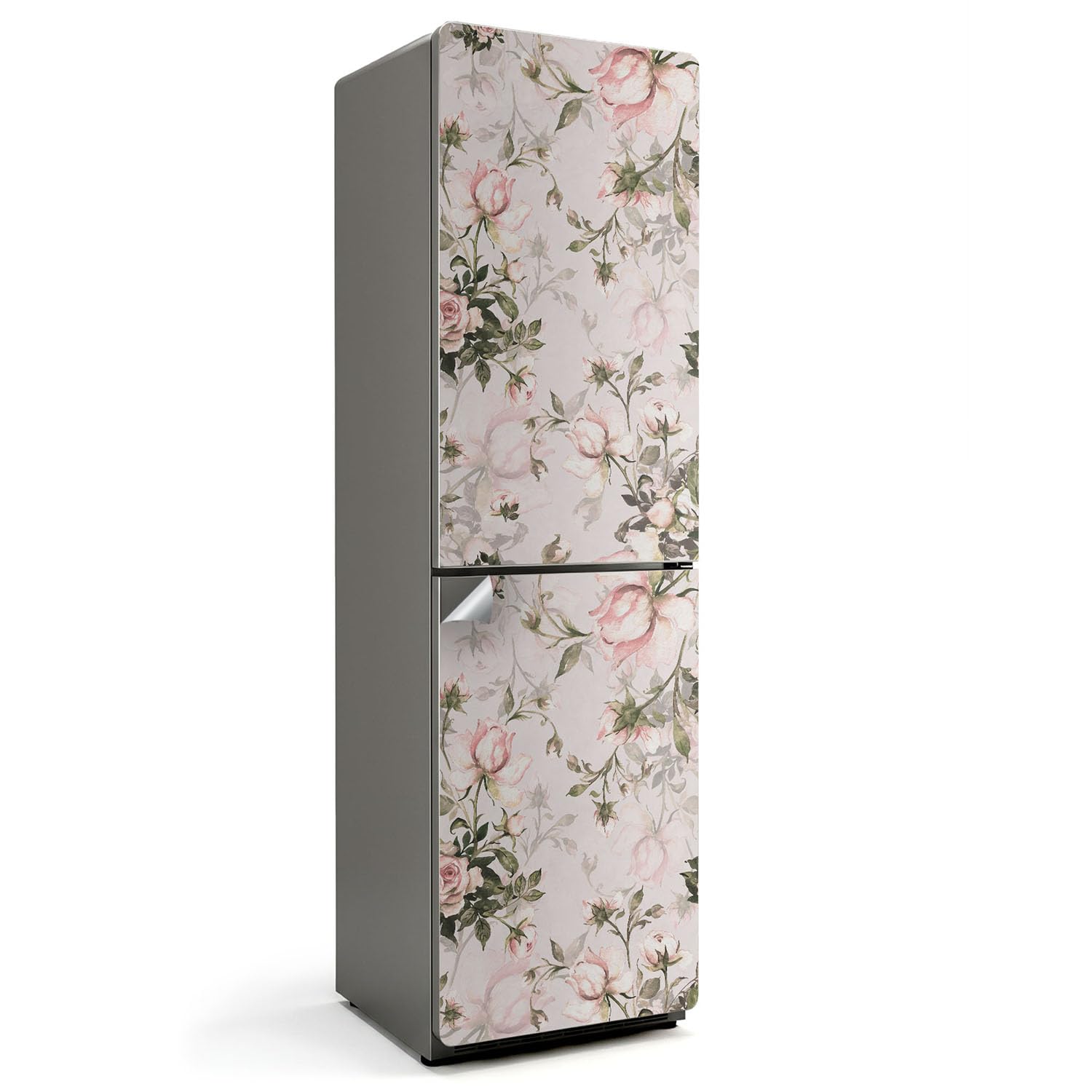 Sticker couvrant entièrement frigo 60x205 cm décalcomanie auto-adhésif floral roses