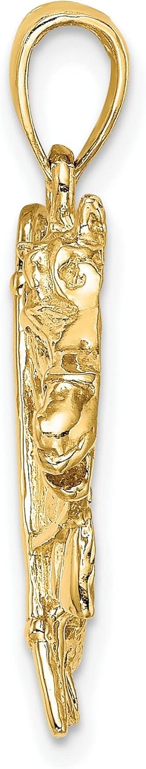 10k Yellow Gold Horse Head Pendant with Riding Crop and Horseshoe Design, Real Gold Animal Charm for Women, Western Equestrian Jewelry Necklace, Symbolic Horse Motif for Country Style 20 mm x 21 mm - Image 2