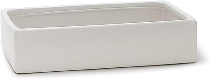 Rectangle Ceramic Vase 12" x 7" x 3"H White Low Plate Planter Terrarium Floral Centerpiece for Wedding Event Home Decor 1 Piece