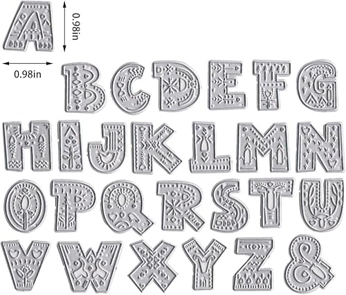 Miniatura 7 de ALIBBON Troqueles de 26 alfabetos para hacer tarjetas y álbumes de recortes, 26 letras troqueladas, moldes de plantillas de metal, troqueles de
