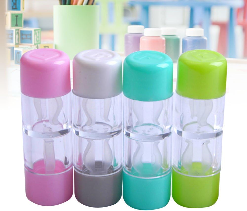 Healifty Mini Travel Rgp Contact Lens Case Hard Protective Storage Box with Transparent Cover for Gas Permeable Lenses Set of 4 Colors - Image 3