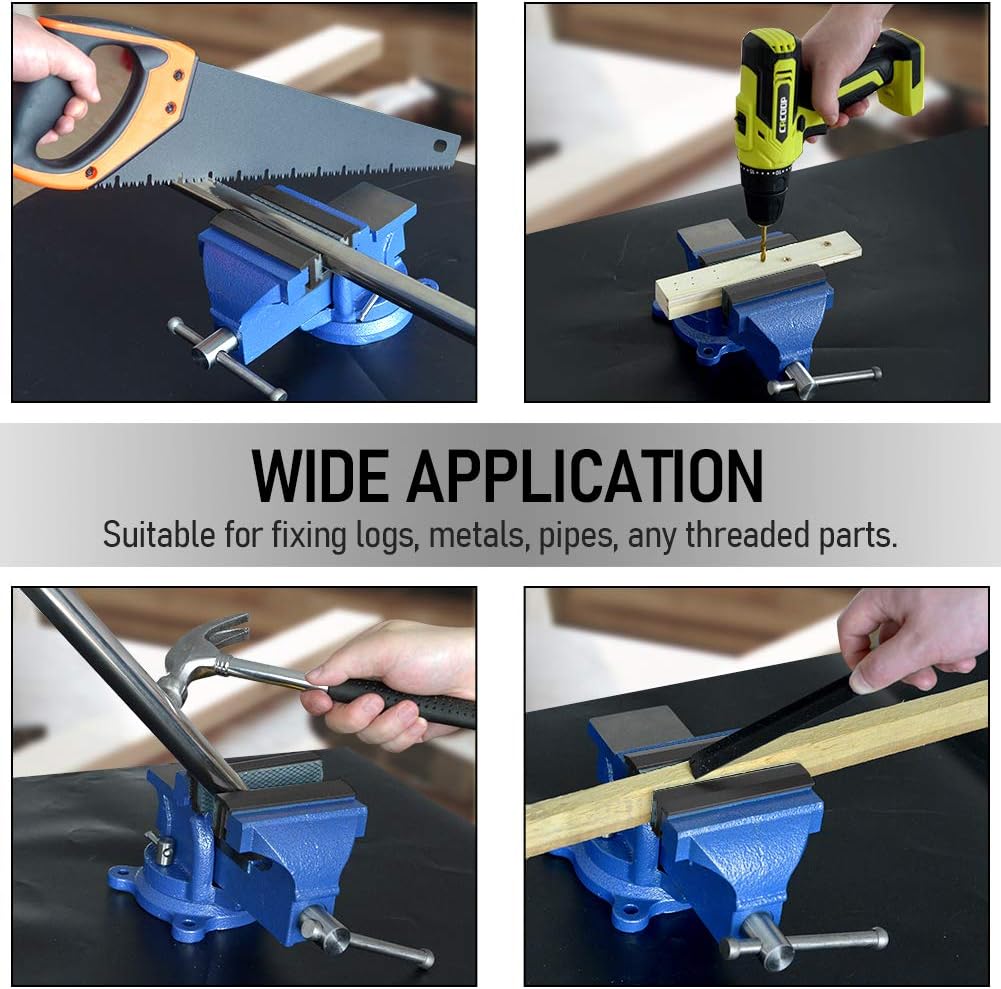 TRISENSE Vise Jaw Covers,Aluminum Multipurpose 4”Soft Vice Inserts-Use On Any Drill Press Vise As Accessories,Black Vise Jaws Pads(2 Pack In 1)