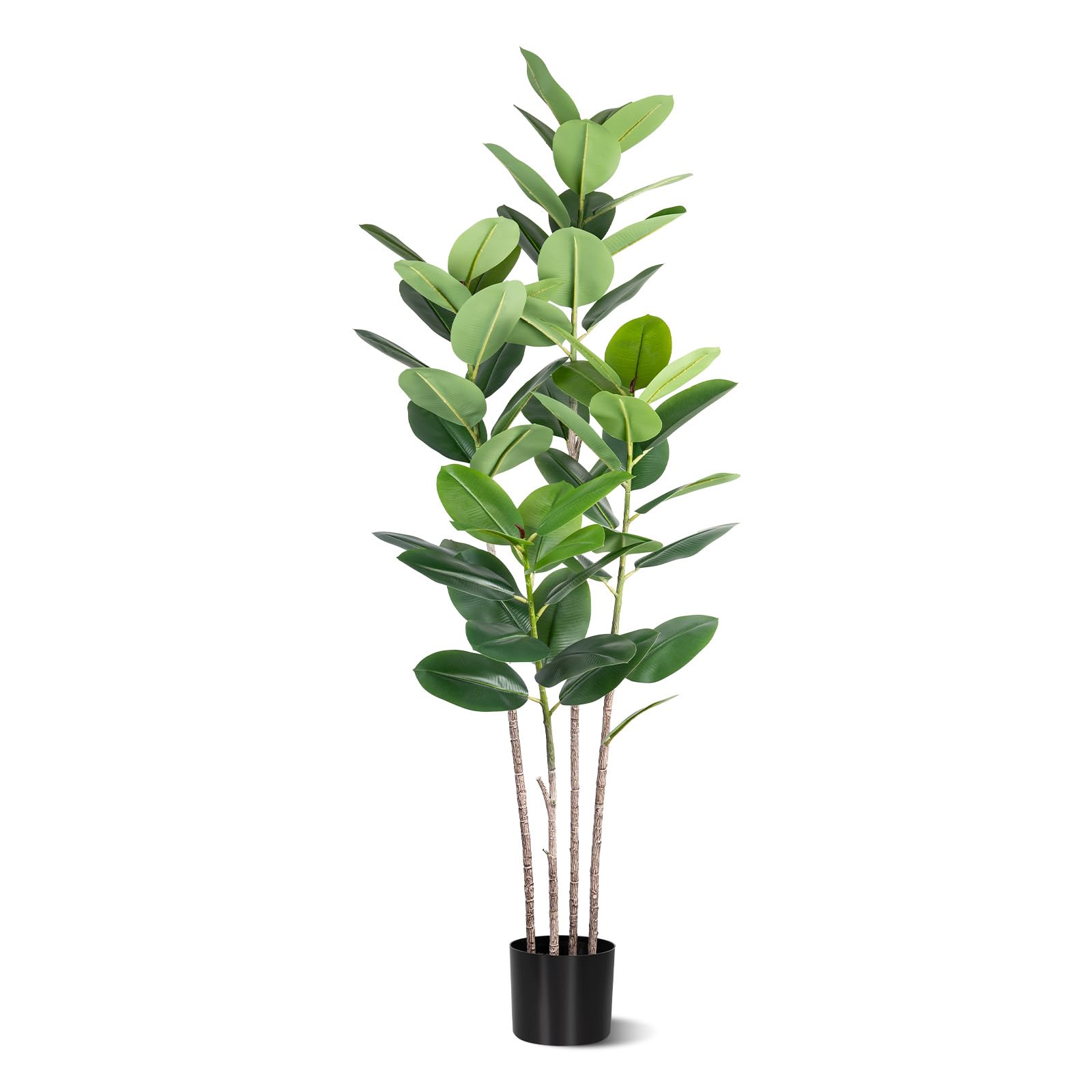Artificial Rubber Tree 6FT Tall Faux Ficus Tree with Potted Fake Tropical Plant Decorative House Plants Large Floor Plants Artificial Trees for Home