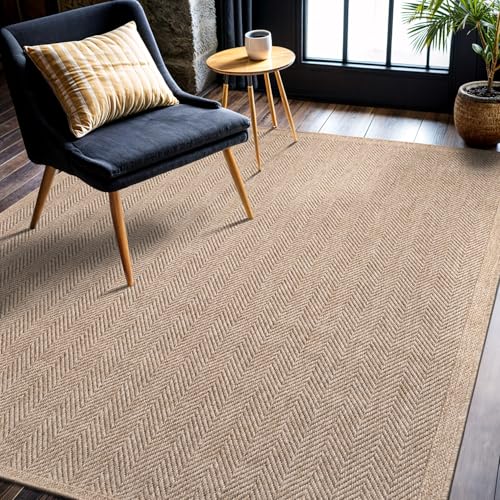 CAMILSON Easy Jute Rug 5x7, Indoor Outdoor Natural Color Fiber Area Rugs for Living Room Patio and Kitchen Rug Herringbone Seagrass Woven Design Easy-Cleaning Washable Outside Carpet Alfombras 5 x 7 CAMILSON Easy Jute Rug 5x7, Indoor Outdoor Natural Color Fiber Area Rugs for Living Room Patio and Kitchen Rug Herringbone Seagrass Woven Design Easy-Cleaning Washable Outside Carpet Alfombras 5 x 7