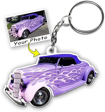 Kool-Kool Personalized Photo Hot Rod Keychain For Classic Vintage Car ...