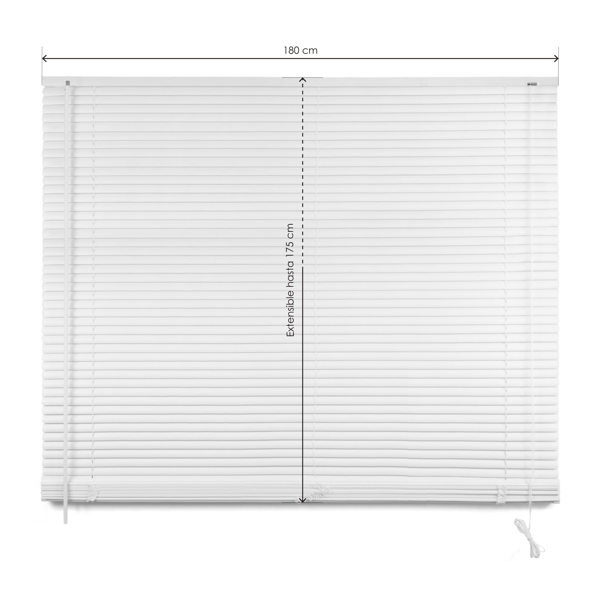 The Secret Home Persiana Veneciana Blanca PVC - Estores para Ventanas Enrollables - Salón, Cocina, Dormitorio, Despacho - Ancho 180 x Largo 175 cm