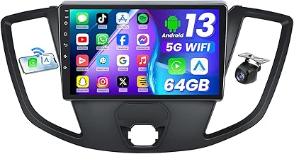 4Core 64GB ROM Car Radio Stereo for Ford Transit 150 250 350 2015 2016 2017 2018 2019: 9 inch 1280 * 800 Touch Screen 5GWiFi Wireless Carplay & Android Auto HD Backup Camera GPS Navigation SWC FM BT