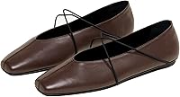 VOLEECE Women's Square Toe Ballet Flats with Criss-Cross Straps - Comfortable Slip-On Mary Jane Shoes for Office & Casual Wear