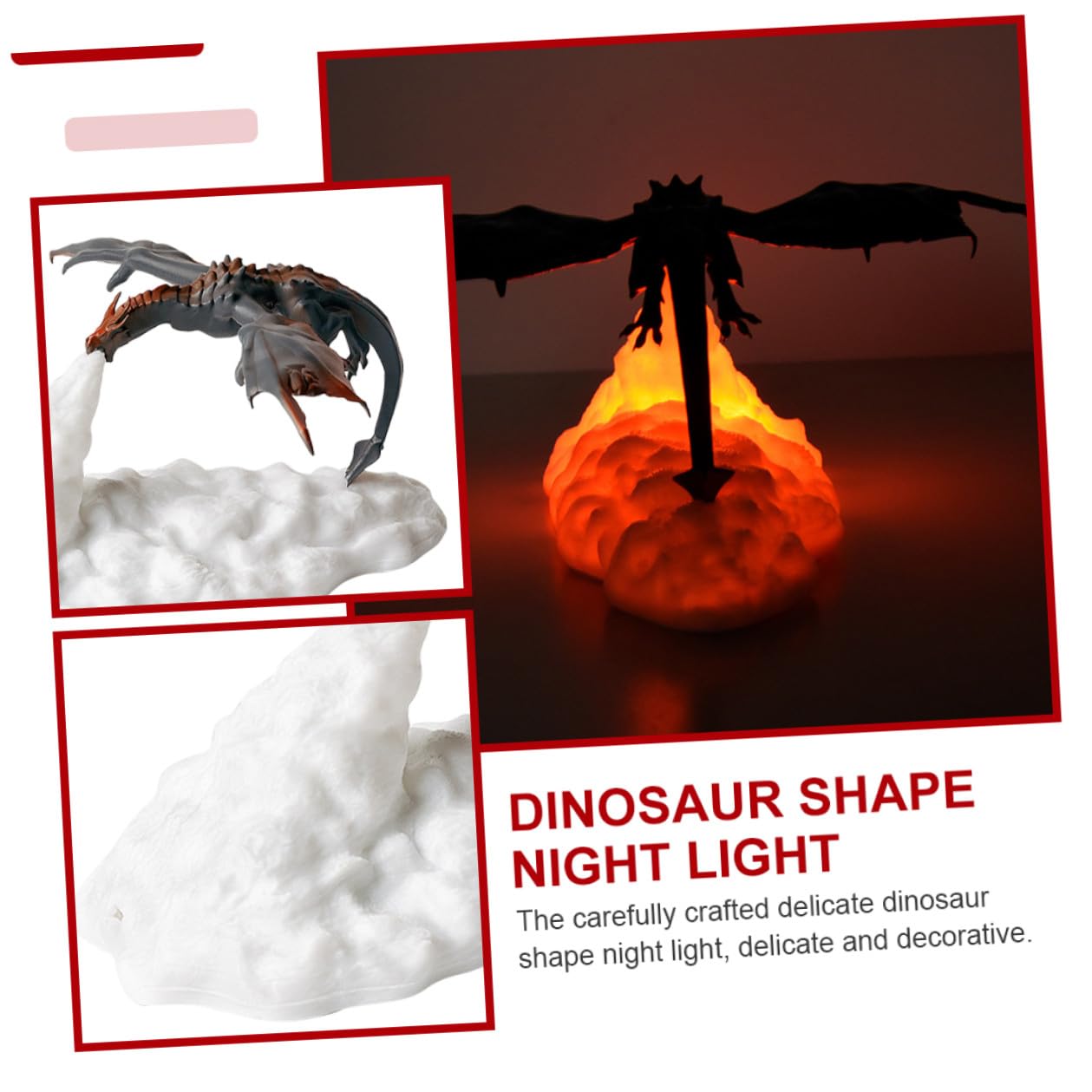 COLLBATH Veilleuse Dragon 3d Led Rechargeable Éclairage Décoratif Fête Lumière Ambiance Intérieure Chambre Usb Usage Nocturne
