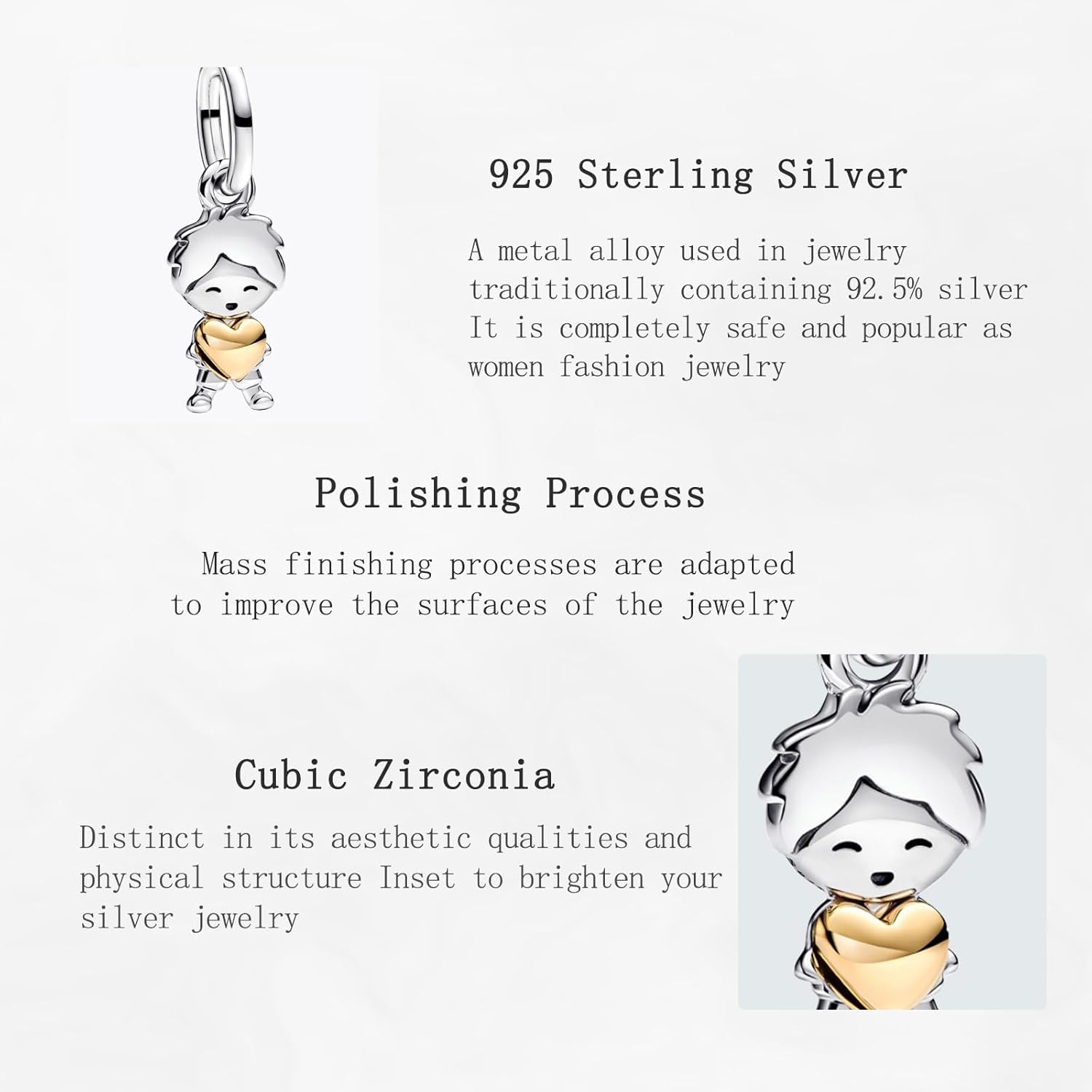 Charms Beads 925 Sterling Silver Animal Leaf Gold Travel Friend Love Dangle Pendant with 5A Cubic fits for Charms Bracelets for Woman Valentine's Day Mother's Day Christmas Birthday Gift - Image 4