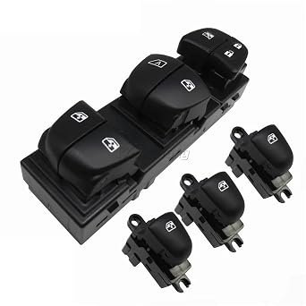 Power Window Master Switch Compatible With Nissan X-Trail T32 2014-2017 Rogue Qashqai J11 2016-2017 Tiida 2011-2016 OE 25401-3SH0A 25411-3TA1A ABS Direct FitSet b