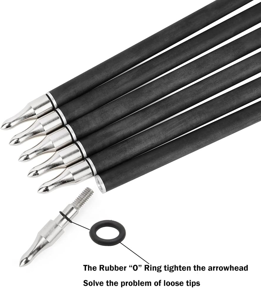 ZSHJGJR 31" Pure Carbon Arrows 250 300 350 400 500 600 Spine Hunting Arrows Feather Fletched Target Practice Arrows for Archery Compound & Recurve & Long Bow 6/12pcs