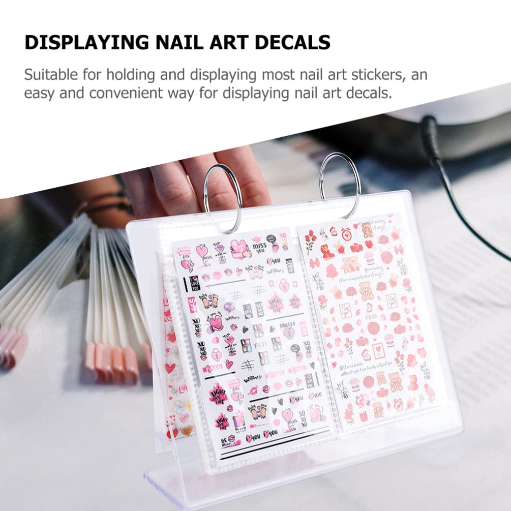 minkissy Nail Art Sticker Organizer Album with Transparent Pages Portable Manicure Display Stand for Nail Decal Storage and Collection - Image 4