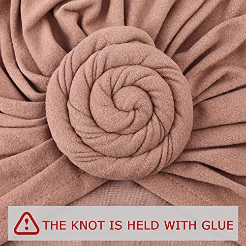 Image of DRESHOW 5 Pack Knotted Headwraps for Women African Turban Pre-Knotted Beanie Headwraps Hair Covers