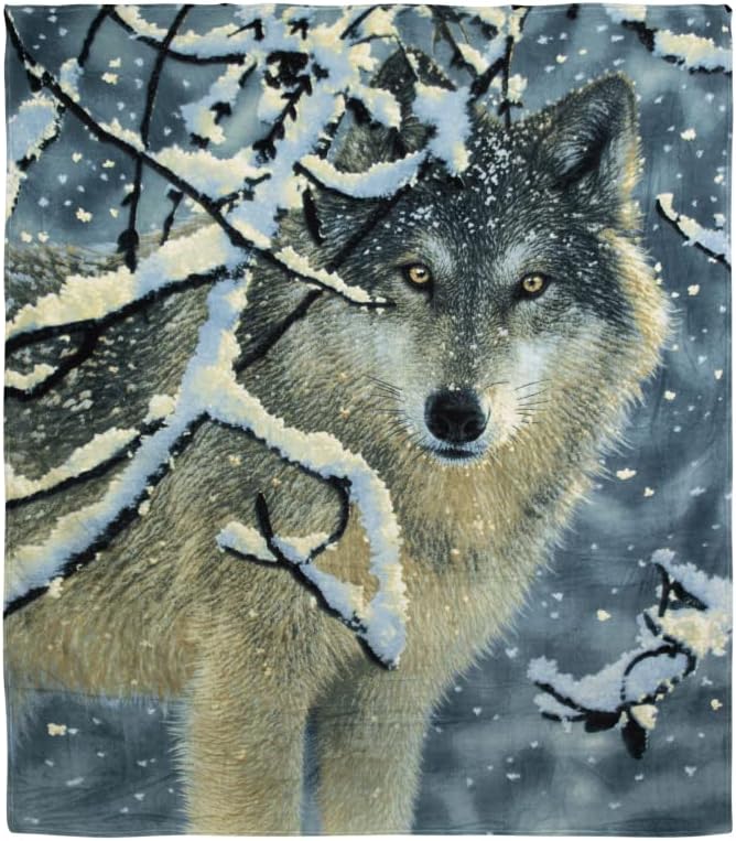 dawhud direct silent wolf fleece blanket for bed, 75" x 90" queen size winter fleece throw blanket for women, men and kids - super soft plush wolf blanket throw animal print blanket, blanket for kids broken silence wolf 75" x 90"
