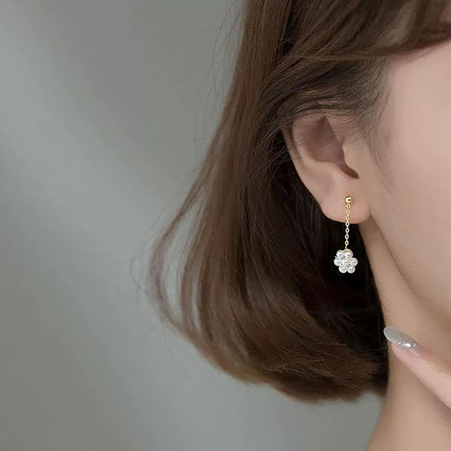 Vintage Pearl Dangle Drop Earrings White Pearls Wedding Earrings Tiny Pearl Cluster Earrings French Pearls Bead Earrings Jewelry for Women - Image 6