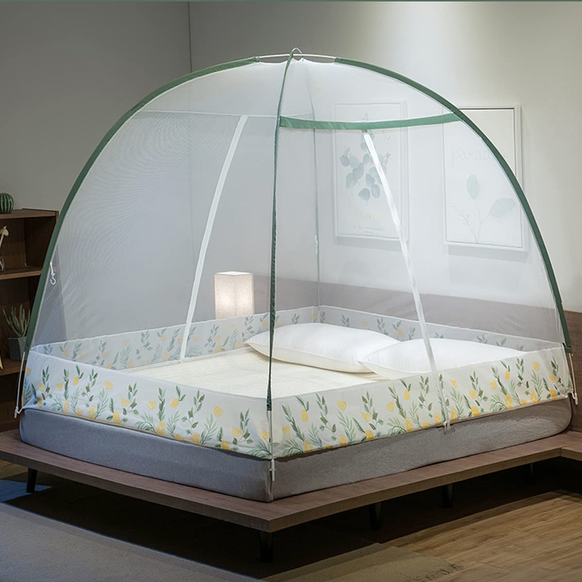 GJMSSMY Mosquito Net Bed, Folding Mosquito Net Door Tent, Pop-Up Mosquito Net for Double Bed, Insect Fly Screen Curtain for Camping Travel Home Outdoor,Green,for 1.8m Bed