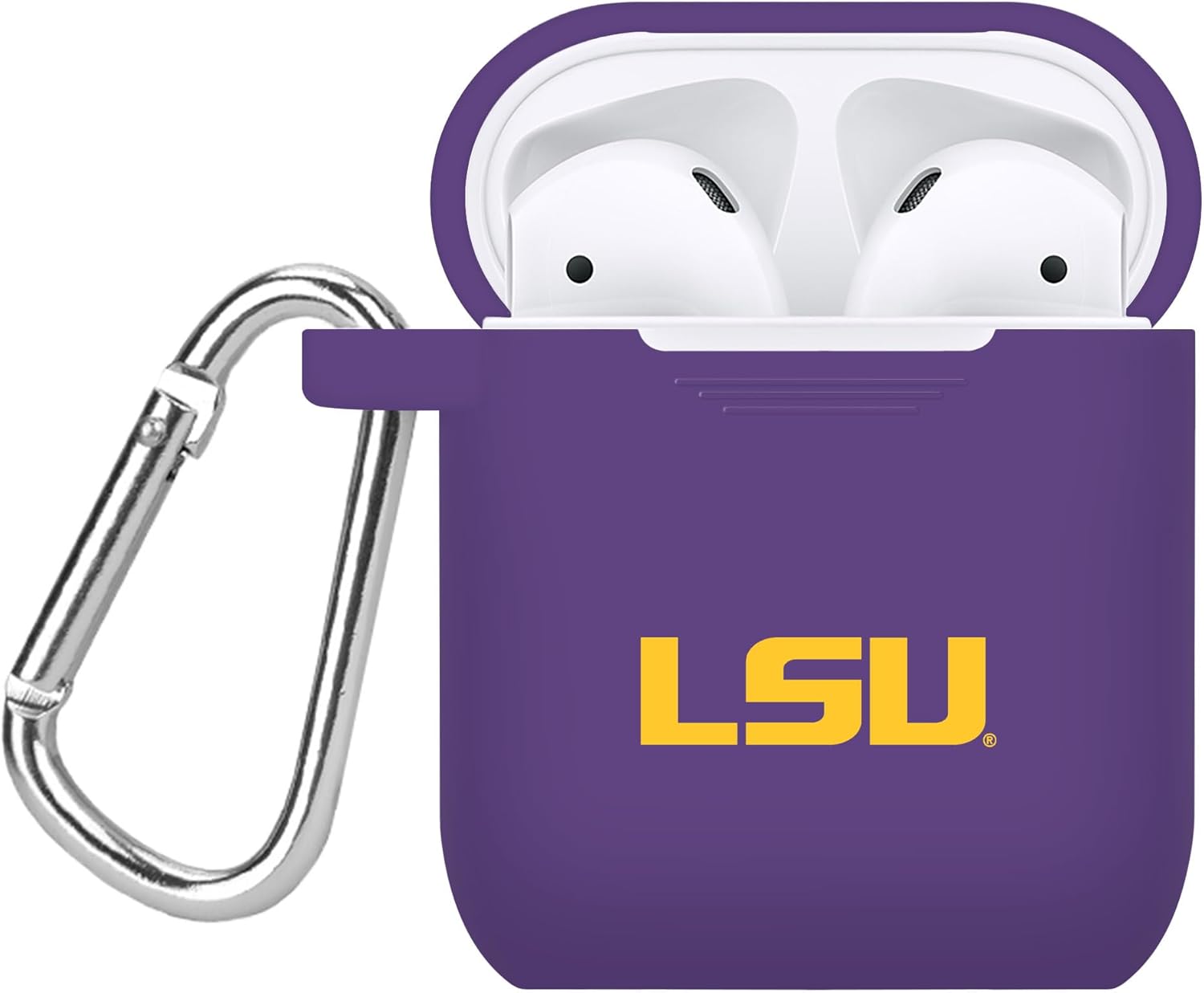 Affinity Bands Louisiana State LSU Tigers Silicone Sport Band and Case Cover Combo Package Compatible with Apple Watch and AirPods Gen 1 & 2 (38/40/41mm (42mm Series 11) Purple)