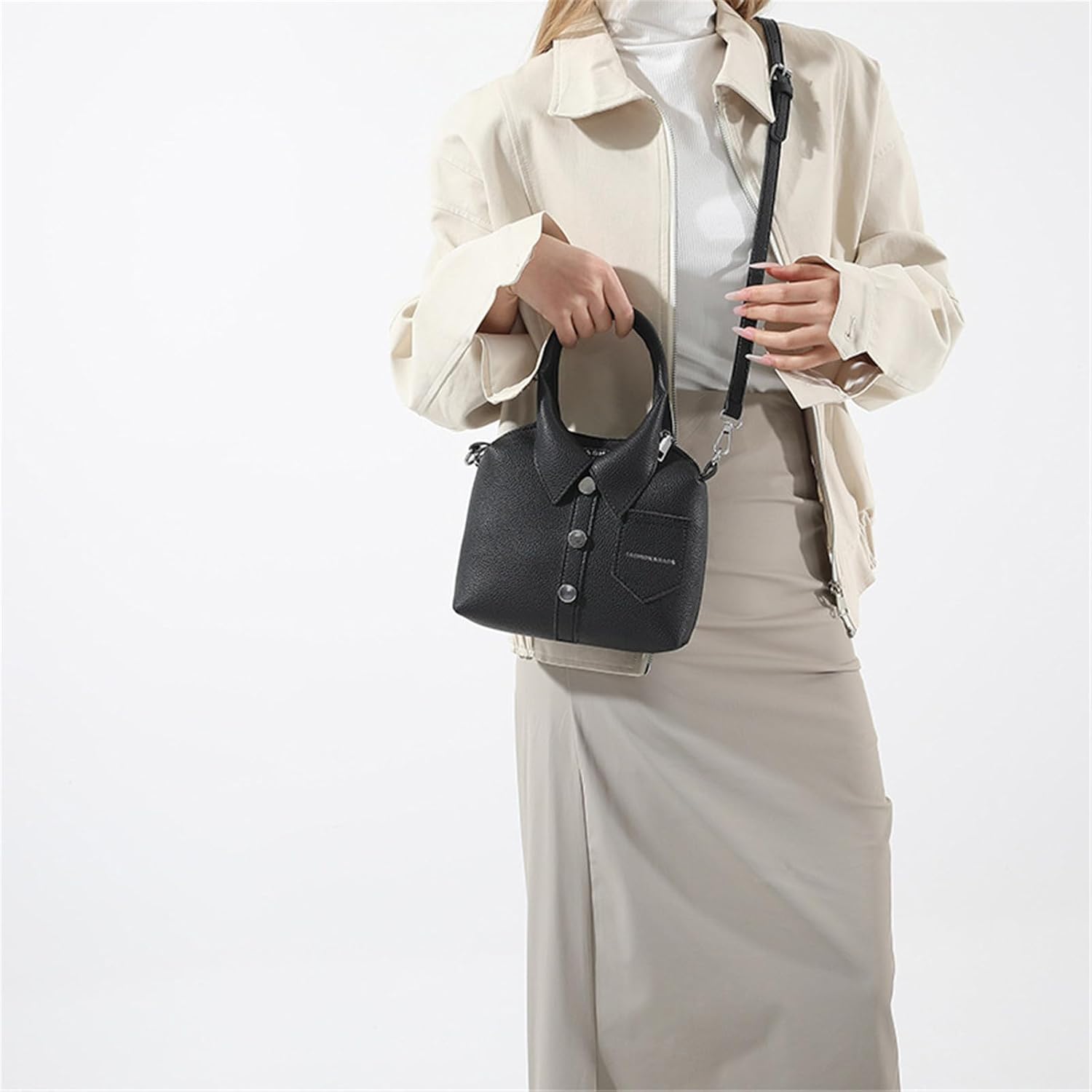 Women's Shirt-Shaped Clutch Purse, Unique Crossbody Bag, Funny PU Leather Handbag With Adjustable Strap, Modern Shoulder Bag - Image 2