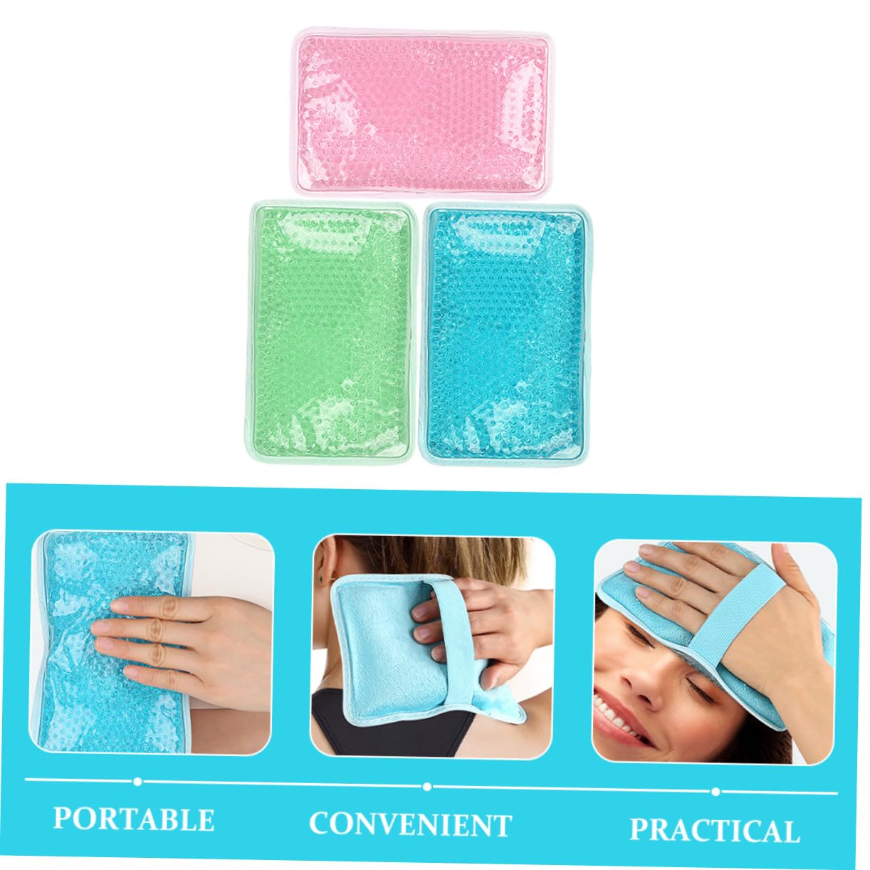 Borsa Gel Caldo Freddo 3 Pezzi in Pvc e Cristallo per Gambe e Spalle | Riutilizzabile, Morbida e Confortevole, Terapia a Caldo o Freddo, Formato Pratico per Uso Quotidiano