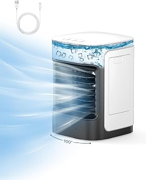 Portable Air Conditioners, Personal Air Conditioner for room, Portable AC Unit Swamp Cooler with 100 Oscillation, USB Powered Mini Air Conditioner for Tent Camping Bedroom,Black-9