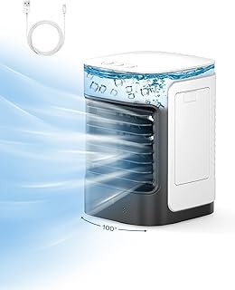 Portable Air Conditioners, Personal Air Conditioner for room, Portable AC Unit Swamp Cooler with 100° Oscillation, USB Powered Mini Air Conditioner for Tent Camping Bedroom,Black-7