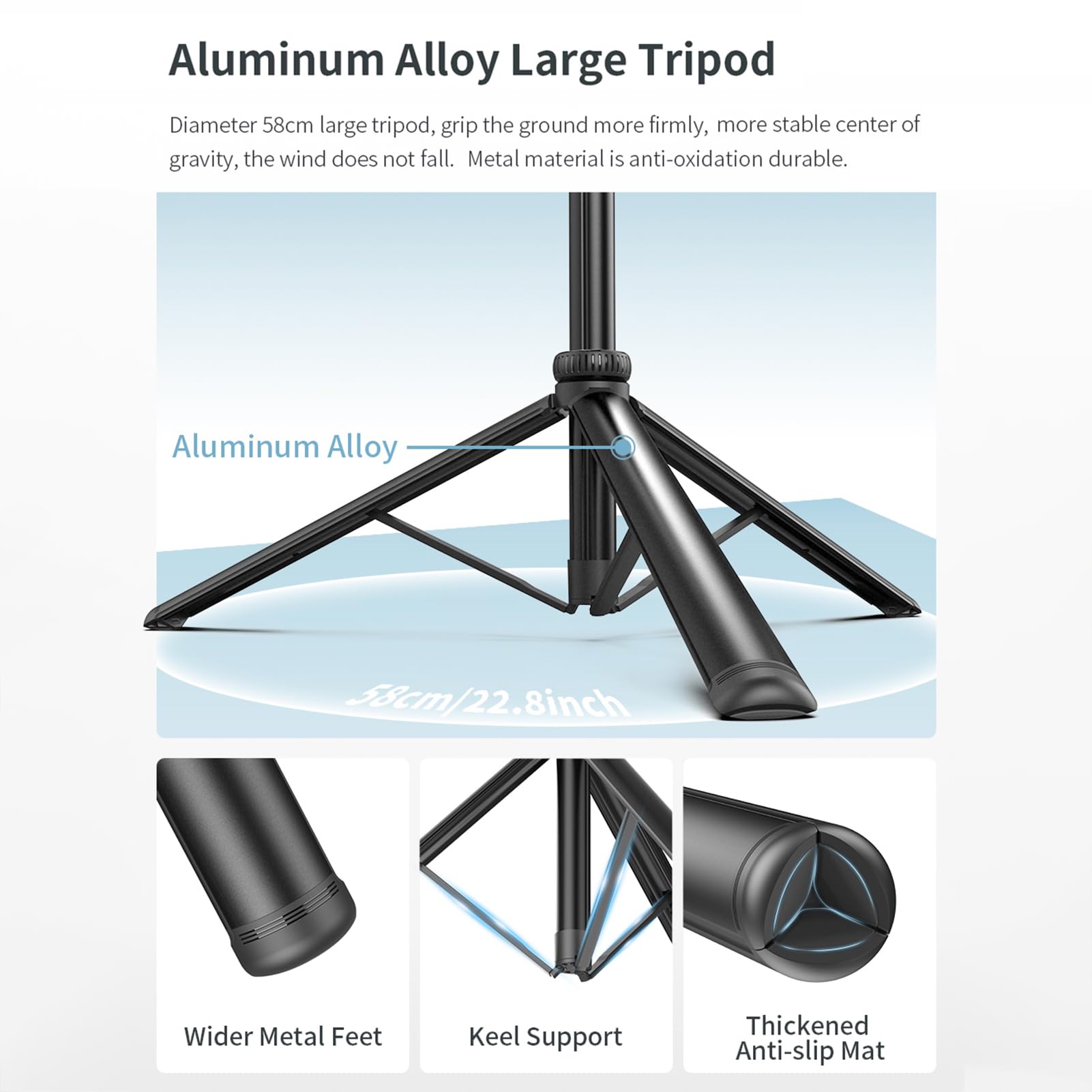 Treppiede da tavolo stabile HUIOP Stabilizzatore cardanico portatile per selfie stick multifunzione da 91,7 pollici con asta telescopica in lega di alluminio Testa a sfera ruotabile a con impugnatura
